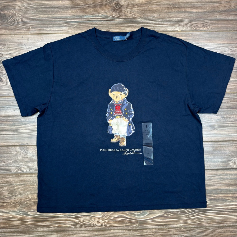 Polo Ralph Lauren Women Size XXL T-Shirt Navy Blue Polo Bear Graphic Print